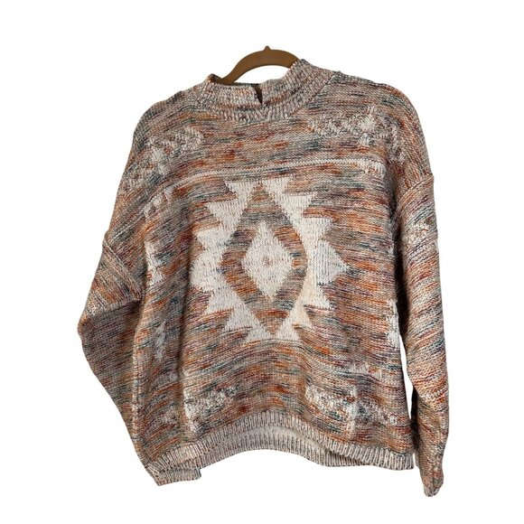 VTG David Brett Sweater Boho Aztec Southwest Knit Crewneck Made In USA Fall - Picture 1 of 6